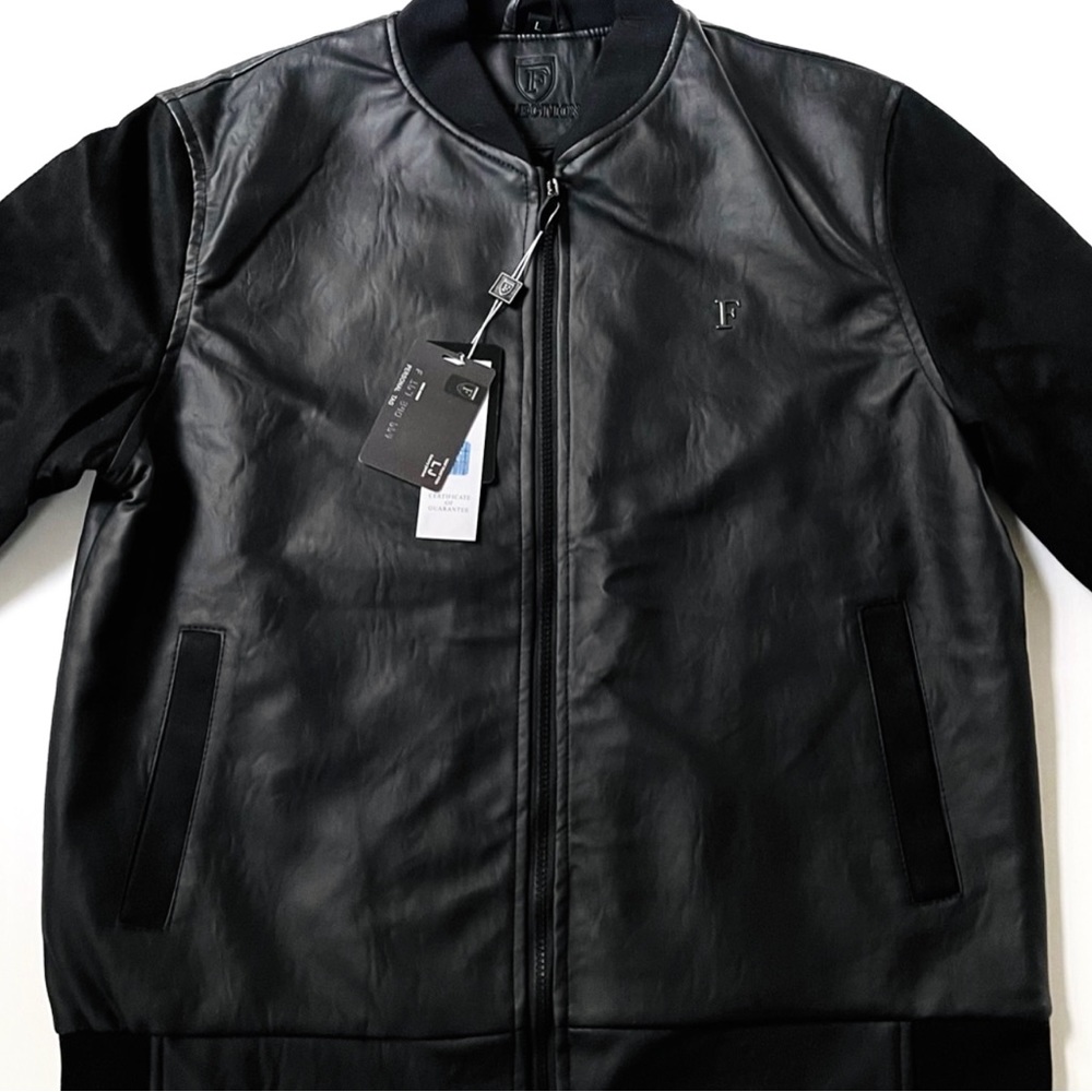 FERRARI F COLLECTIONS — MADE IN ITALY, VEGAN LEATHER/SUEDE, BLACK, LUXURY JACKET - Picture 4 of 17